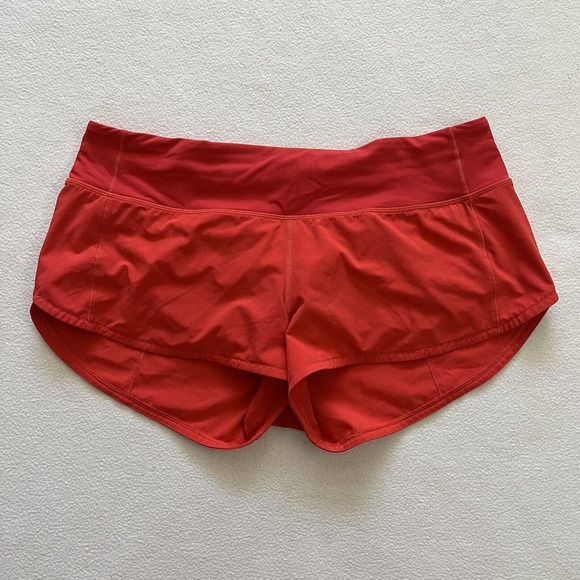 lululemon athletica Pants - Lululemon Women Solid Carnation Red 2.5" Run Low Rise Speed Up Shorts 8 Reg